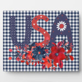 Red White & Blue USA Patriotic Bouquet Fotoplatte (Vorderseite)