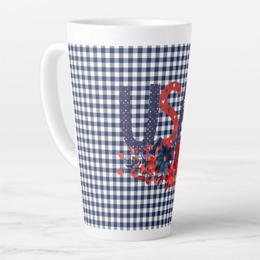 Red White & Blue USA Patriotic Bouquet Milchtasse (Linke Ecke)