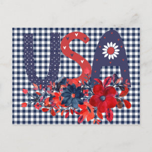 Red White & Blue USA Patriotic Bouquet Postkarte