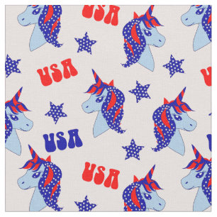 Red White Blue USA Patriotic Unicoron auf hellrosa Stoff