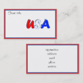 Red White & Blue USA Text Visitenkarte (Vorne/Hinten)