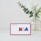Red White & Blue USA Text Visitenkarte (Stehend Vorderseite)