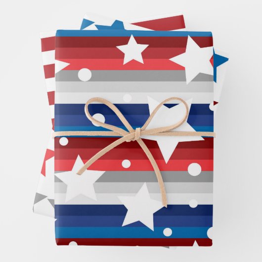 Red White Blue USA USA 4. Juli Unabhängigkeit Geschenkpapier Set (Beispiel)