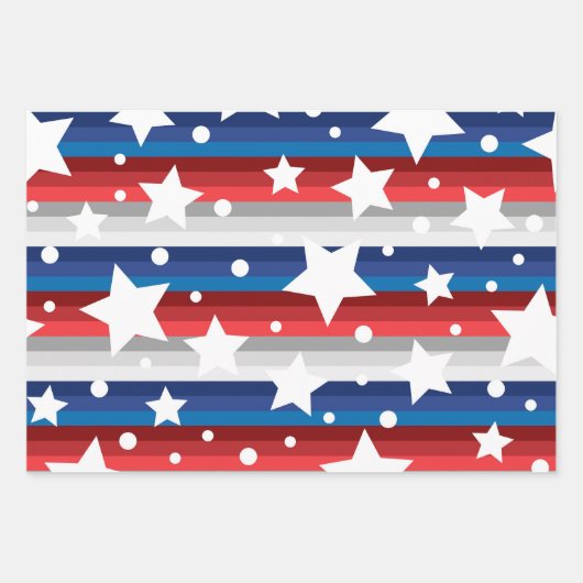 Red White Blue USA USA 4. Juli Unabhängigkeit Geschenkpapier Set (Vorderseite)