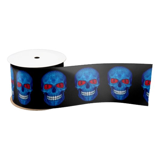 Red White Blue USA Zombie Skull Satin Ribbon Satinband (Spule)