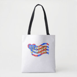 Red White Blue VOTE Herz Flag auf weiß Tasche