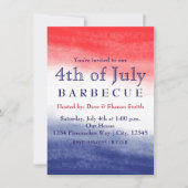 Red White & Blue Watercolor Patriotische Einladung (Vorderseite)