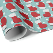 Red White Blue Weihnachts-Strümpfe Mittens Geschenkpapier (Rolleneckpunkt)