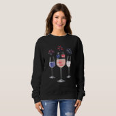 Red White Blue Wine Brille American Flag Happy 4t Sweatshirt (Vorne ganz)