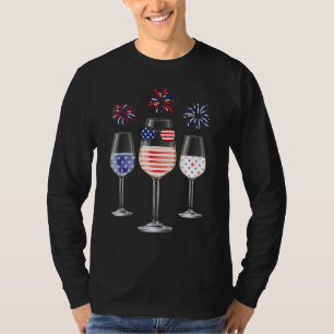 Red White Blue Wine Brille American Flag Happy 4t T-Shirt