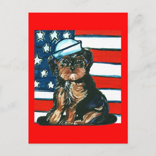Red, White & Blue Yorkie Poo Postkarte (Vorderseite)