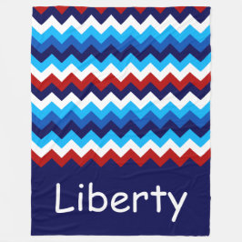 Red White Blue Zickzack Custom Large Fleece Blanke