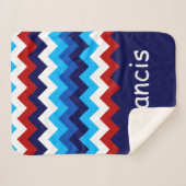 Red White Blue Zickzack Custom Small Sherpa Blanko Sherpadecke (Vorderseite (Horizontal))