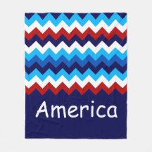 Red White Blue Zigzag Custom Medium Fleece Blankon