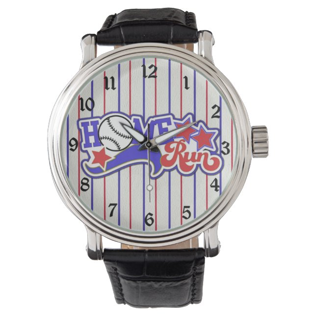 Red White & Blue Zuhause Run Baseball Stripperuhr Armbanduhr (Vorderseite)