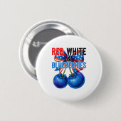 Red White Blueberries Funny Patriotic Retro Usa Hu Button (Vorne & Hinten)