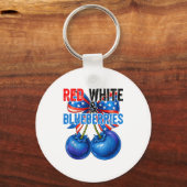 Red White Blueberries Funny Patriotic Retro Usa Hu Schlüsselanhänger (Vorderseite)