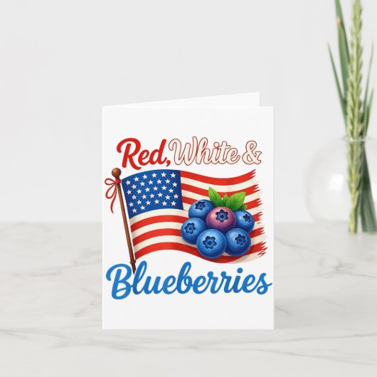 Red White Blueberries Funny Patriotic Usa Flag Vin Karte (Vorderseite)