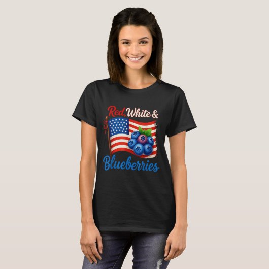 Red White Blueberries Funny Patriotic Usa Flag Vin T-Shirt (Vorne ganz)