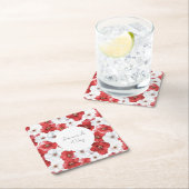 Red White Blume Brautparty Hochzeit Rechteckiger Pappuntersetzer (Vor Ort)