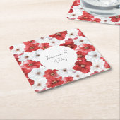 Red White Blume Brautparty Hochzeit Rechteckiger Pappuntersetzer (angewinkelt)