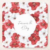 Red White Blume Brautparty Hochzeit Rechteckiger Pappuntersetzer (Vorderseite)