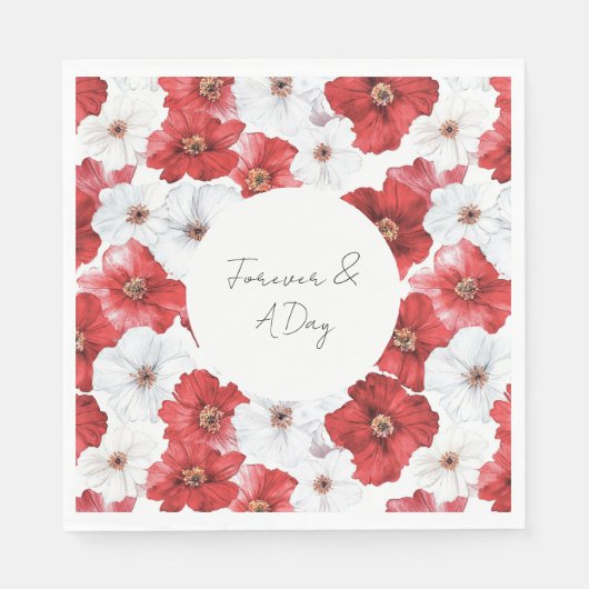 Red White Blume Brautparty Hochzeit Serviette (Vorderseite)