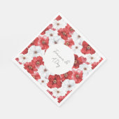 Red White Blume Brautparty Hochzeit Serviette (Ecke)
