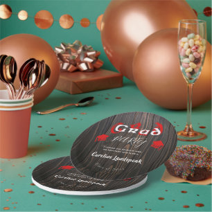 Red & White Blurred Typografy Graduation Party Pappteller
