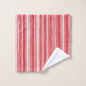 Red White Blush Pink Stripes Badhandtuch Set (Waschlappen)