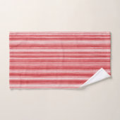 Red White Blush Pink Stripes Badhandtuch Set (Handtuch)