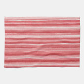 Red White Blush Pink Stripes Geschirrtuch (Horizontal)