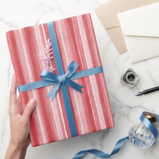 Red White Blush Pink Stripes Valentine's Day Geschenkpapier (Schenken)
