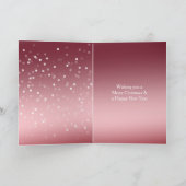 Red White Bokeh Dots Christmas Bunny Rabbit Hat Karte (Innenseite)