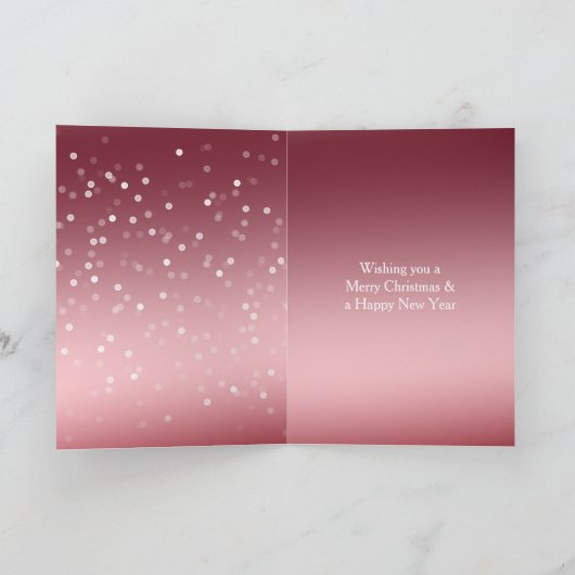 Red White Bokeh Dots Christmas Bunny Rabbit Hat Karte (Innenseite)