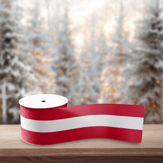 Red & White Bold Retro Stripes Christmas Ripsband