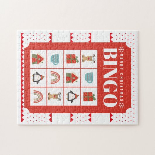 Red White Bold Weihnachtsjigsaw Puzzle (Horizontal)