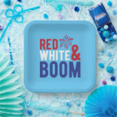 Red White & Boom 4. Juli Paper-Teller Pappteller (Party)
