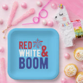 Red White & Boom 4. Juli Paper-Teller Pappteller (Party)