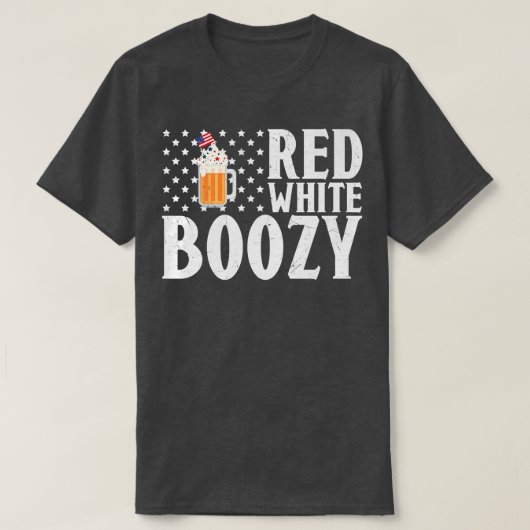 Red White Boozy Beer Drinking American Flag  T-Shirt (Design vorne)