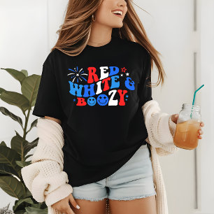 RED WHITE & BOOZY Groovy Retro Patriotische Feuerw Tri-Blend Shirt