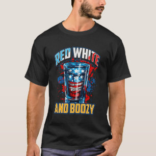Red White Boozy Patriotic American Whiskey Drink T-Shirt