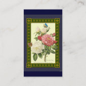 Red White Botanic Rose Custom Business Cards Visitenkarte (Rückseite)