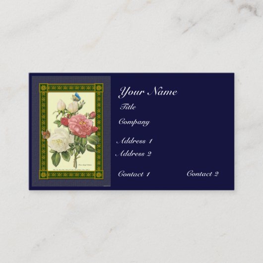 Red White Botanic Rose Custom Business Cards Visitenkarte (Vorderseite)
