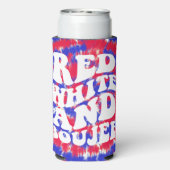 Red White Boujee America Gefärbte Krawatte Bachelo Selters Dosenkühler (Seltzer Rückseite)