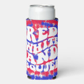 Red White Boujee America Gefärbte Krawatte Bachelo Selters Dosenkühler (Seltzer Vorderseite)