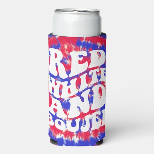 Red White Boujee America Gefärbte Krawatte Bachelo Selters Dosenkühler (Seltzer Vorderseite)