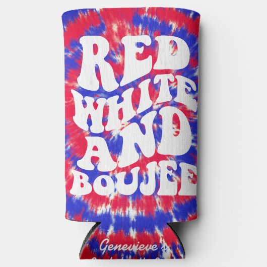 Red White Boujee America Gefärbte Krawatte Bachelo Selters Dosenkühler (Vorderseite)