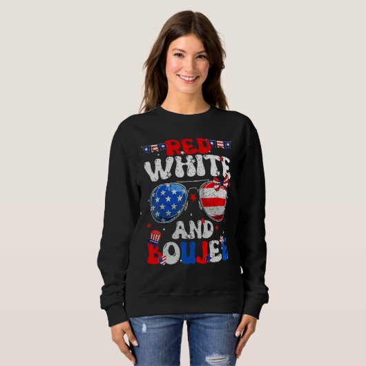 Red White & Boujee Summer Groovy Drinking 4th of J Sweatshirt (Vorne ganz)