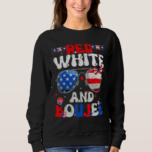 Red White & Boujee Summer Groovy Drinking 4th of J Sweatshirt (Vorderseite)